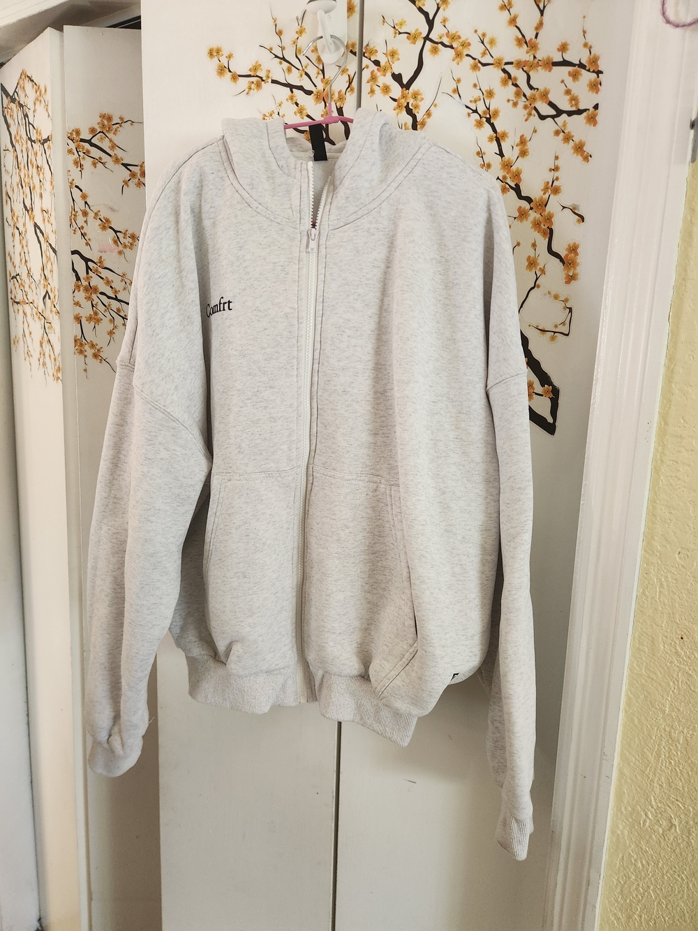Men's Light Gray Zip-Up Hoodie Jacket - Unbranded
